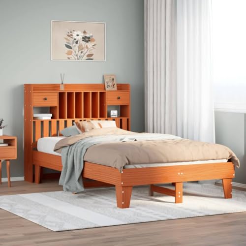FUDUGEHMIOFWFJJ klappbett Bett futonbett Massivholzbett mit Regal ohne Matratze 160x200 cm KieferGeeignet für Schlafzimmer von FUDUGEHMIOFWFJJ