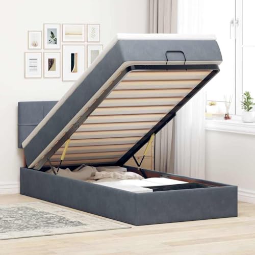 FUDUGEHMIOFWFJJ klappbett Bett futonbett bedOttoman-Bett ohne Matratze Schwarz 140x200 cm StoffGeeignet für Schlafzimmer von FUDUGEHMIOFWFJJ
