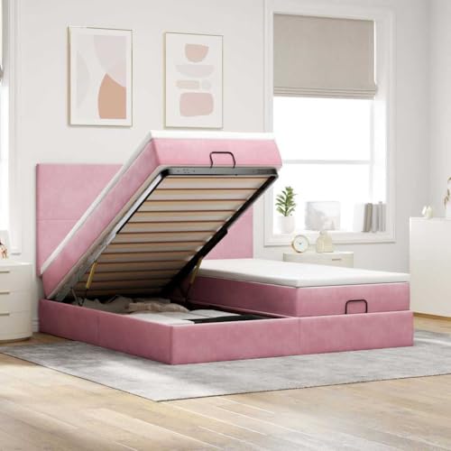 FUDUGEHMIOFWFJJ klappbett Metall holzbett bettgestell Ottomane Bett mit Matratze & LEDs Hellgrau 90x200 cm StoffGeeignet für Schlafzimmer von FUDUGEHMIOFWFJJ
