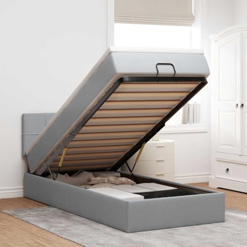 FUDUGEHMIOFWFJJ klappbett betten bettgestell Bett mit matratzeOttoman-Bett mit Matratze & LEDs Dunkelbraun 120x190 cm StoffGeeignet für Schlafzimmer von FUDUGEHMIOFWFJJ