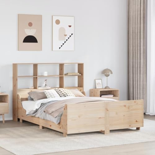 FUDUGEHMIOFWFJJ kopfteil Bett Bett mit matratze futonbett Massivholzbett mit Regal ohne Matratze Weiß 160x200 cm KieferGeeignet für Schlafzimmer von FUDUGEHMIOFWFJJ