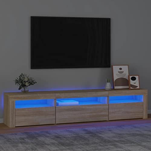 FUDUGEHMIOFWFJJ lowboard,tv Board,TV-Schrank mit LED-Leuchten Sonoma-Eiche 195x35x40 cmGeeignet für Wohnzimmer, Schlafzimmer, Eingang von FUDUGEHMIOFWFJJ