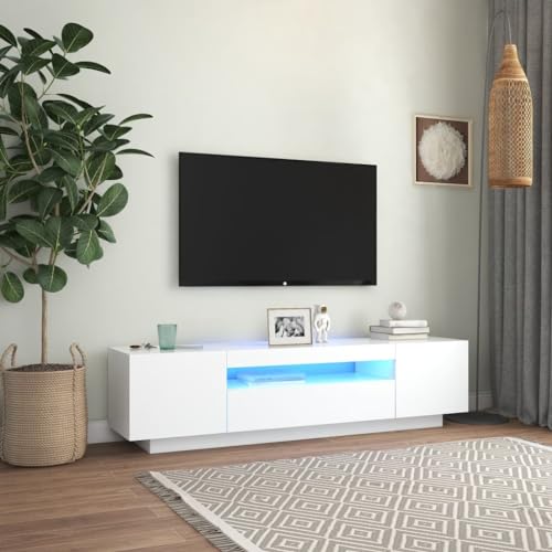 FUDUGEHMIOFWFJJ lowboard,tv Board,TV-Schrank mit LED-Leuchten Weiß 160x35x40 cmGeeignet für Wohnzimmer, Schlafzimmer, Eingang von FUDUGEHMIOFWFJJ