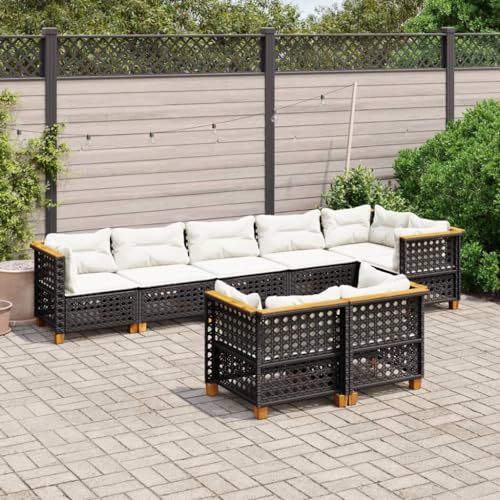 Gartensessel 2 Stk. Verstellbar Beige Poly Rattan, Adjustable Garden Chairs Set of 2, Comfortable Outdoor Lounge Chairs for Patio, Poolside, Beach, Weather-Resistant PE Wicker with Cushions von FUDUGEHMIOFWFJJ