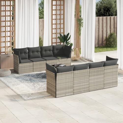 Gartensessel mit Kissen 2 Stk. Verstellbar Hellgrau Poly Rattan, Gartenstuhl Set mit Polster, Lounge Sessel Outdoor für Balkon Terrasse Garten, Relaxsessel mit verstellbarer Rückenlehne von FUDUGEHMIOFWFJJ
