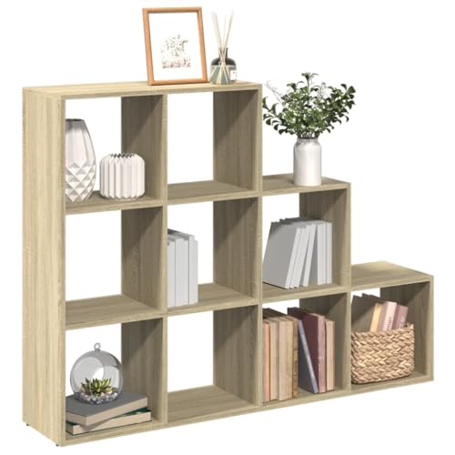 Raumteiler-Bücherregal Betongrau 92x29x112 cm Holzwerkstoff - Modern Room Divider Shelf with 5 Open Compartments, Space Saving Storage Unit for Living Room, Office, Industrial Style Bookcase von FUDUGEHMIOFWFJJ