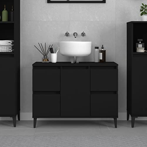 FUDUGEHMIOFWFJJ unterschrank,Waschbeckenunterschrank Schwarz 80x33x60 cm HolzwerkstoffGeeignet für Bäder, beachten Sie die ausführlichen Informationen von FUDUGEHMIOFWFJJ