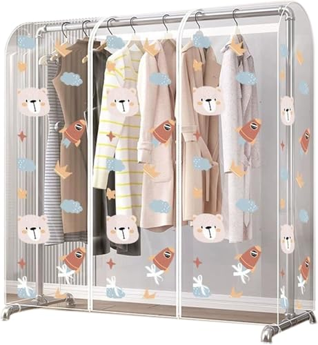 FUELIX Abdeckung Für Kleiderständer Kleiderschutzhülle Kleiderständer Mit Abdeckung Transparent Staubschutz Abdeckung Schutzhülle Kleiderstange Für Kleiderstange Staubdicht L200xW50xH150 von FUELIX
