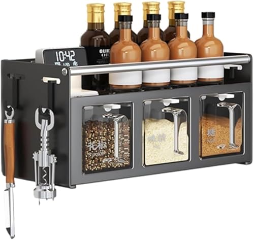 FUELIX Gewürzregal Geschlossen Gewürzregal Wand Gewürzgläsern, Gewürz Organizer, Gewürzständer Wand Aus Metall Kräuterregal Küche Für Aufbewahrung Von Gewürzen, Dosen Und Gläsern A,3 grids FUELIX Gewürzregal Geschlossen Gewürzregal Wand Gewürzgläsern, Gewürz Organizer, Gewürzständer Wand Aus Metall Kräuterregal Küche Für Aufbewahrung Von Gewürzen, Dosen Und Gläsern A,3 grids von FUELIX