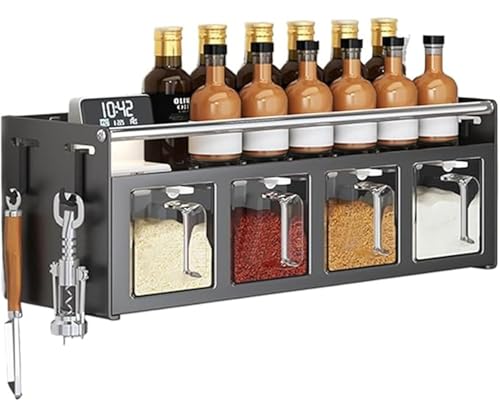 FUELIX Gewürzregal Geschlossen Gewürzregal Wand Gewürzgläsern, Gewürz Organizer, Gewürzständer Wand Aus Metall Kräuterregal Küche Für Aufbewahrung Von Gewürzen, Dosen Und Gläsern A,4 grids FUELIX Gewürzregal Geschlossen Gewürzregal Wand Gewürzgläsern, Gewürz Organizer, Gewürzständer Wand Aus Metall Kräuterregal Küche Für Aufbewahrung Von Gewürzen, Dosen Und Gläsern A,4 grids von FUELIX