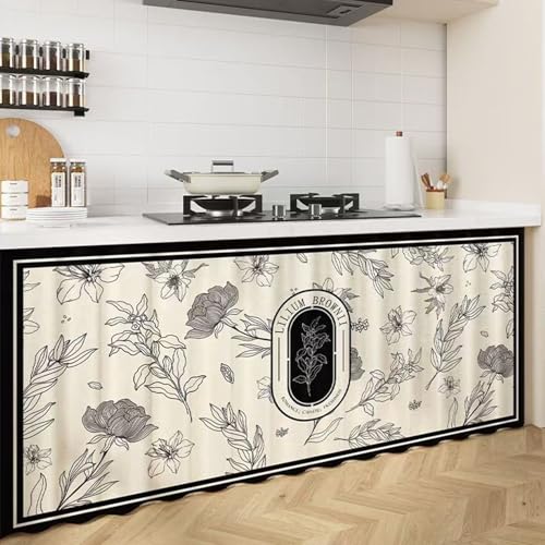 FUELIX Küche Vorhang Schrank Vorhang Fenstervorhang Unter Waschbecken Regal Kleiderschrank Sichtschutz Vorhang Schuhregal Vorhang Staubdichte, Für Küchenschrank Badezimmer M,W140*H70cm von FUELIX