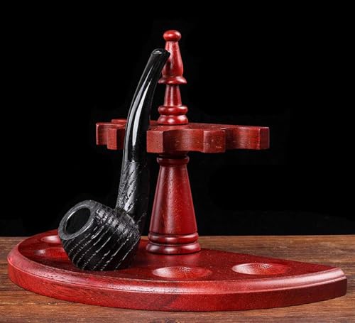 FUELIX Pfeifenständer Aus Massivem Holz, Tabakpfeifenständer Aus Holz Vertikaler Pfeifenständer, Halbrund, Im Römischen Stil, Handgefertigt Dosenhalter Für 5 Tabakpfeifen von FUELIX