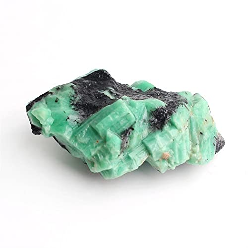 Stein 1PC natürliche Rohe grüne Smaragd raue seltene Mineralien Probe Edelsteine ​​DIY Stein Dekor Geschenk FZUGEDRLI (Color : Raw Emerald, Size : 70-100g) von FUERLI