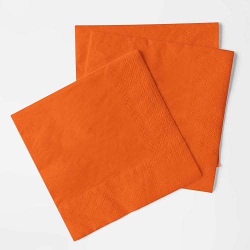 Cocktail-Servietten, Orange, 3-lagig, für Party, 12,7 x 12,7 cm, gefaltet, 100 Stück von FUEVING