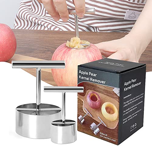 FUFIZU 2 Stück Edelstahl Multifunktions-Apfel-Birnen-Kerntrenner Küchenwerkzeug, Obst Apfel-Birnen-Ananas-Tomaten-Entkerner, Handheld Twist Apple Corer Remover Fruit Core Tool von FUFIZU