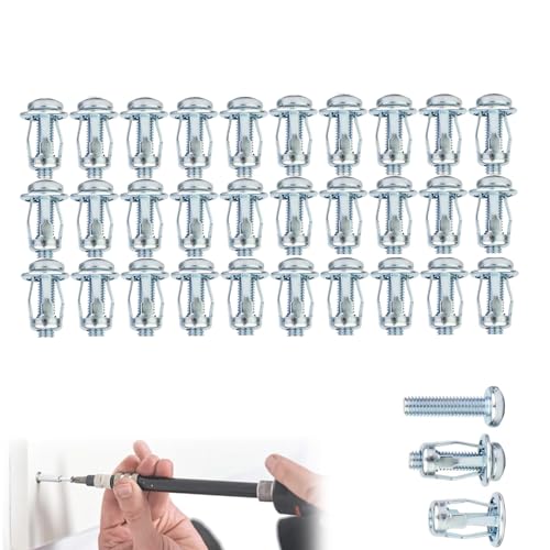 10 Stück Spreizdübel, [M4*20] Hohlraumdübel Metall Aus Hochwertigem Kohlenstoffstahl,Petal Nuts Expansion Nut Thins Fixings Dowels with Screws Assembly (4×20,30 Stück) von FUFRE