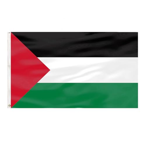 2PCS Palästina Flagge Fahne, 90 * 150 cm Palestine Flagge, Palestine Flagge für Außenbereich, Palästina Flagge Hissfertig mit 2 Messing, Palästina Flagge für Gebrauch im Freien (2) von FUFRE