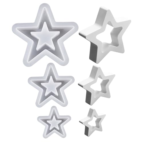 3 Stück Silikonform Kerzenhalter, Sterne Gießform Mit Zahlen 1-4, Weihnachten Silikon Gießform Für Bastelarbeiten Gips Kerzen DIY (B) von FUFRE