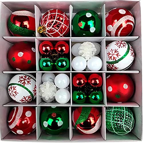 42pcs Weihnachtskugeln Weihnachtsdeko Set, Farben Christbaumkugeln Weihnachtsbaumschmuck aus Kunststoff, Christbaumschmuck für Weihnachtsbaum Dekoration Party Hausdeko Elfen Thema (Grün Rot) von FUFRE