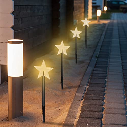 FUFRE 5 Pcs Sterne Solar Weihnachtsbeleuchtung Gartenleuchte, Solar Lichterkette Außen Sterne LED Garten Leuchtstäbe Balkon Weihnachts Deko, Für Garten Patio Party von FUFRE