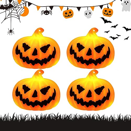 6PCS Halloween Deko Kürbis Laterne Deko, 6,3 * 5,2 cm Halloween Kürbis Deko Garten Outdoor Mini Kürbis Windlicht Kunststoff LED Kürbis Laterne Deko für Indoor Außen Hof Rasen Haus Halloween Dekoration von FUFRE