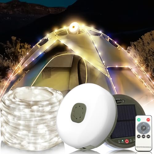 Camping Lichterkette Aufrollbar, LED Lichterkette 10M, Campinglampe mit Fernbedienung, Timerfunktion, 8 Beleuchtungsmodi, Wasserdichte Tragbare Verstaubare Lichterkette für den Außenbereich von FUFRE