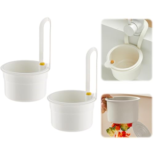 Sieb für Spülbecken Hängend, Einstellbare Spülbecken Sieb zum Aufhängen, Multifunktionaler Abtropfkorb Waschbecken, Abtropfsieb Spülbecken Filterkorb zum Waschen für Küchenspülen (Weiß) von FUFRE