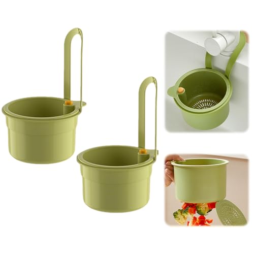 Sieb für Spülbecken Hängend, Einstellbare Spülbecken Sieb zum Aufhängen, Multifunktionaler Abtropfkorb Waschbecken, Abtropfsieb Spülbecken Filterkorb zum Waschen für Küchenspülen (Grün) von FUFRE