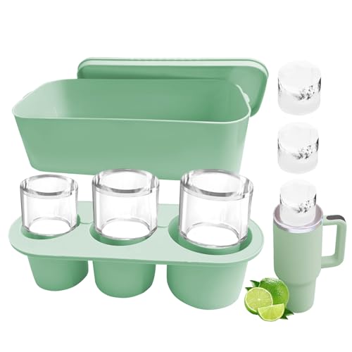 Eiswürfelform Silikon für Thermobecher, 3 Fach Eiswürfelbehälter, Silikon Eiswürfelform mit Deckel, BPA Frei, Eiswürfelschale Sichere Gesunde Eiswürfel Form für 40 Oz Becher von FUFRE