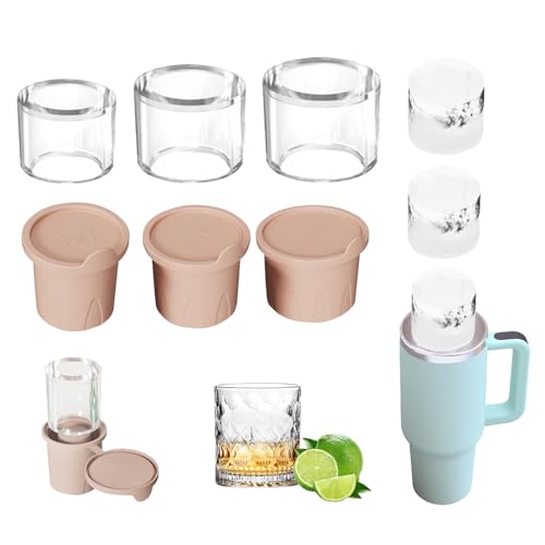 Eiswürfelform für Stanley Cup, 3 Fach Eiswürfelbehälter für Stanley Becher, Silikon Eiswürfelform mit Deckel, BPA Frei, Eiswürfelschale für 30/40 Oz Becher, Ice Cube Tray für Stanley Cup (Rosa) von FUFRE