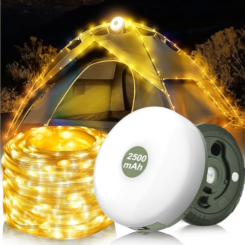 FUFRE Camping Lichterkette Aufrollbar, 10M 2500mA Neues Upgrade Wasserdichte Tragbare Verstaubare Lichterkette Aufrollbar, LED Camping Lichterkette zum Aufrollen, Alpenwolken Lichterkette für Outdoor von FUFRE