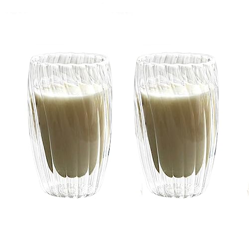 FUFRE Doppelwandige Kaffeegläser, 2PCS Doppelwandige Latte Macchiato Gläser Set, Borosilikatglas Kaffeetassen für Teegläse Eiskaffee Gläser Thermogläser doppelwandig Espressotassen Glas Latte Gläser von FUFRE