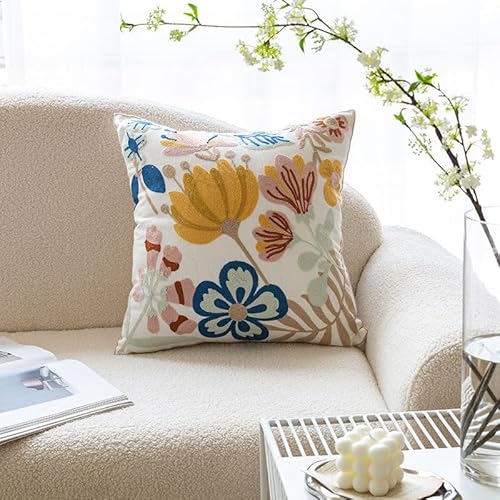 FUFRE 2er Set Deko Frühling Blumen Kissenbezug 45x45 cm, Tulpen & Maiglöckchen Muster, Modern, Frühlingsdeko, Wohnzimmer Deko von FUFRE