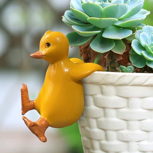 Garten Deko Draußen Figuren, Ente Gartendeko für Draußen Wetterfest, Gartenfiguren & Gartenstatuen, Harz Garten Deko Ente-Statuen, für Frühling Blumentopf Hof Balkon (D) von FUFRE