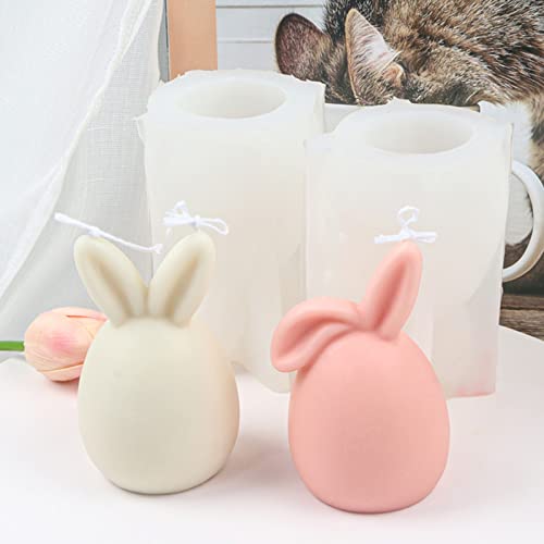 FUFRE Ostern Kaninchen Silikonform 3D Osterhase Silikon Kerzenformen zum Gießen, Hase Silikonform Beton Gießform Ostern Deko, DIY Handgemacht Sromatherapie Kerzenform für Ostern Dekoration (2PCS) von FUFRE