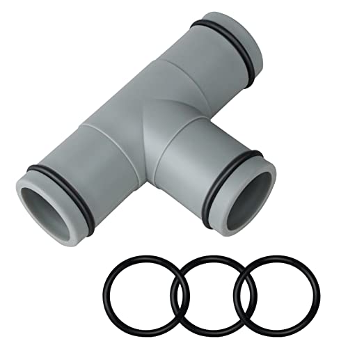 FUFRE T-Stück Verlängerung für Schlauchverbinder 32mm, Poolschlauch Adapter für Intex Bestway Coleman, 3 Wege Ventil Schlauchverbinder mit Edelstahl Schlauchschellen, Pool Schlauchadapter von FUFRE