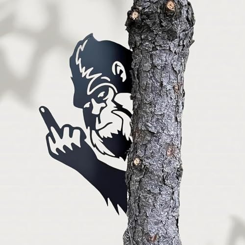 Gartendeko Metallschild, lustig Gartendeko für Draußen wetterfest mit Mittelfinger, Gartenfiguren & Gartenstatuen aus Metall, Garten Deko Draußen Figuren, für Garten Zaun Hof Terrasse (S) von FUFRE