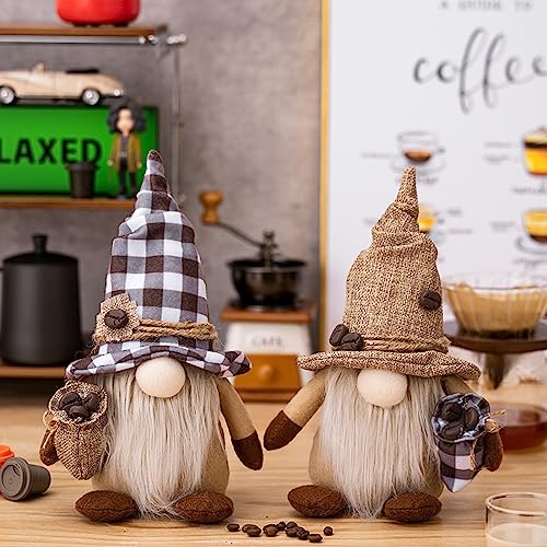 Kaffee Wichtel Figuren Deko, Herbstdeko Wichtel Plüsch Handgemachtes Wichtel Figuren Kaffee Herbst Dekoration Weihnachtsdeko, Rudolph Puppe Figure Deko für Küche Bauernhaus (2) von FUFRE