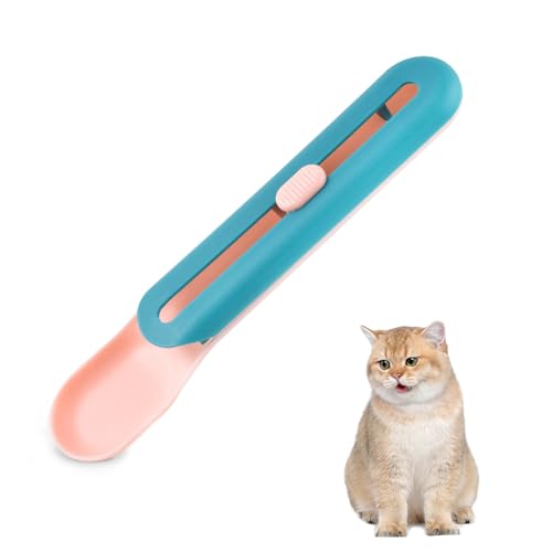 Katzen Feeder Katzen Food Spoon Katzen Feed Strip Squeeze Löffel Katzenstreifen Happy Spoon Katzen-Futterlöffel Flexibler Haustierlöffel Katzenfutter Löffel Katze Fütterung Dose und Nass (Blau 1) von FUFRE