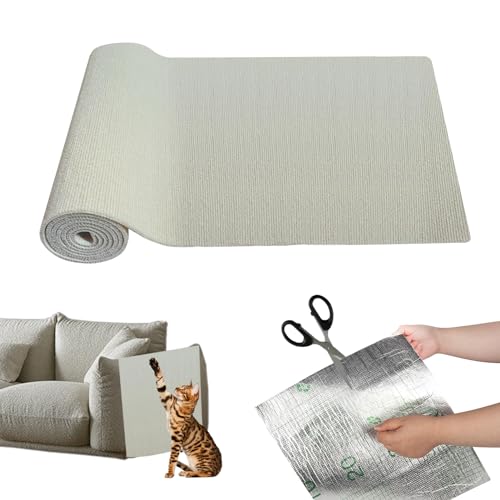 Kratzmatte Katze, 2024 New Zuschneidbare Kratzmatte Selbstklebend, Kratzschutz Sofa Katze, Kratzmatte Katze Wand Für Schützt Teppiche Sofa Möbelschutz (30 * 100cm,cremefarben) von FUFRE