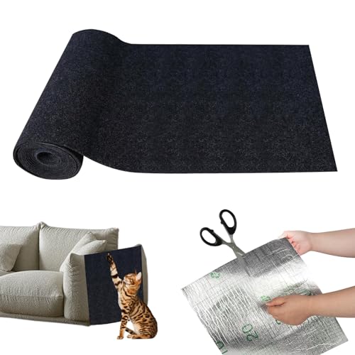 Kratzmatte Katze, 2024 New Zuschneidbare Kratzmatte Selbstklebend, Kratzschutz Sofa Katze, Kratzmatte Katze Wand Für Schützt Teppiche Sofa Möbelschutz (40 * 200cm,Schwarz) von FUFRE