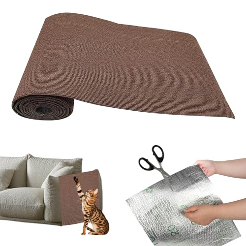 Kratzmatte Katze, 2024 New Zuschneidbare Kratzmatte Selbstklebend, Kratzschutz Sofa Katze, Kratzmatte Katze Wand Für Schützt Teppiche Sofa Möbelschutz (40 * 300cm,braun) von FUFRE