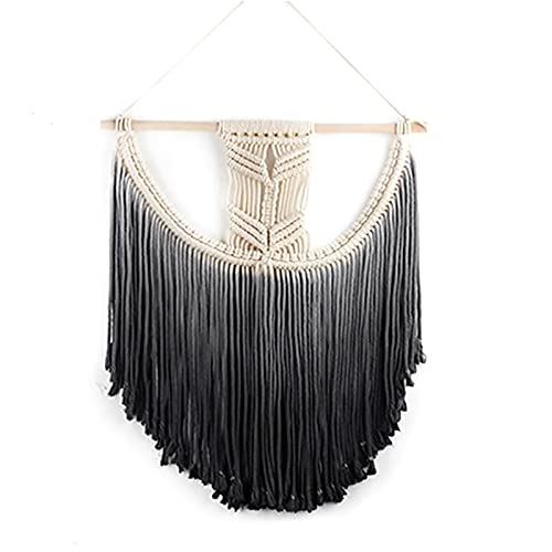 FUFRE Makramee Wandbehang Deko Boho, Wanddeko Wandteppich Chic Böhmische Tapisserie Gewebte Wandbehang Dekoration für Schlafzimmer Und Wohnzimmer Dekoration 45 x 55 cm (Schwarz) von FUFRE