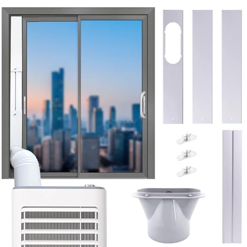 Mobile Klimaanlage Fensterabdichtung, 55cm Klimageräte Fensterabdichtung mit Universaladapter 13/15cm, Einstellbare Klimaanlage Fensterabdichtung Rolladen Abluftschlauch Adapter Fenster (3PCS+15CM) von FUFRE