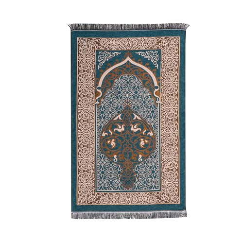 Ramadan Deko Gebetsteppich, 70*110 cm Ramadan Dekoration Muslimischer Gebets-Teppich, Eid Mubarak Dekoration Gebetsteppich, Ramadan Gebets-Teppich für Muslimische Festival Gebetszubehör (Blau) von FUFRE