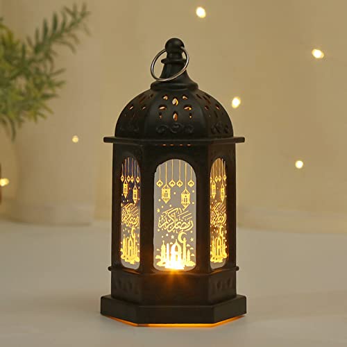 Ramadan Deko Lampe, Ramadan Dekoration Laterne, Eid Mubarak Laterne Mond Stern Dekoration, Vintage Laterne Deko Hängend Ramadan Deko Licht für Muslimische Festival Dekorative Gebetszubehör (Schwarz) von FUFRE