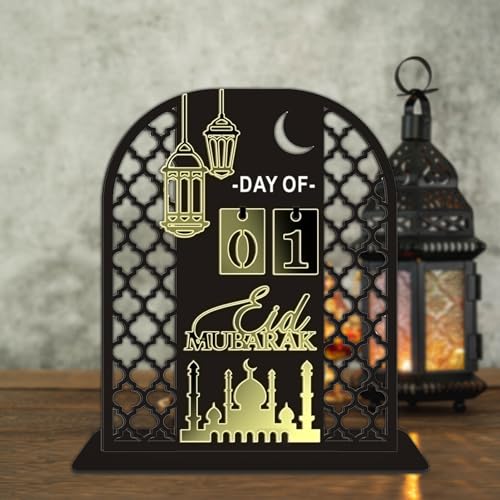 Ramadan Kalender 2024, Ramadan Deko Kalender, Ramadan Countdown Kalender, Acryl Ramadan Adventskalender Eid Mubarak Kalender DIY Ramadan Mubarak Kalender Wohnzimmer Ramadan Dekoration (Schwarz-B) von FUFRE