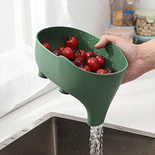 Sieb für Spülbecken, Waschbecken Filterablage Spülbecken Organizer Küchensieb, Waschbecken Sieb Küche, Küchen Organizer Spüle Gekochte Nudeln abtropfen, Gemüse, Obst Waschen (Grün) von FUFRE