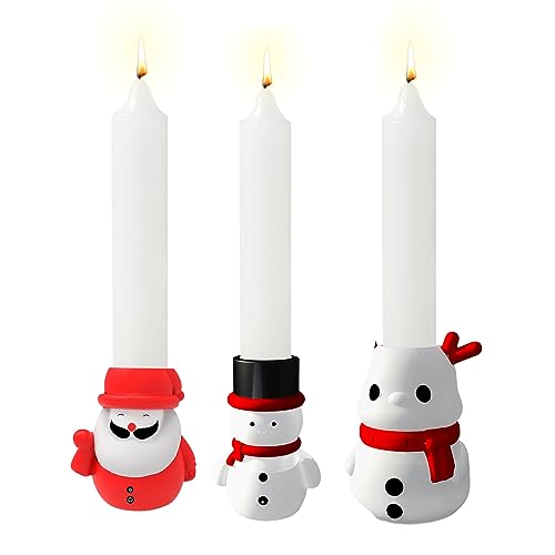 Silikonform Kerzenhalter Weihnachtsdeko, Silikonformen Gießformen Weihnachten Weihnachtsmann Schneemann Elch Glocken Kerzenhalter Silikonform, 3D Kerzenformen Zum Gießen für Kerzenständer (3pcs) von FUFRE