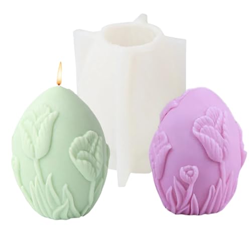 Silikonformen Gießformen Ostern, 3D Osterei Silikonform Ostern Kerzenformen zum Gießen, Tulpen Kerzen Formen Silikon Gießform Blume Gießformen Silikon Giessformen Frühling für Handwerk von FUFRE
